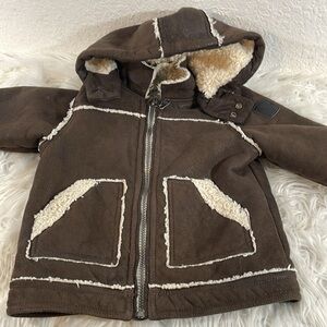I DO BY MINICONF Hooded Brown Faux Shearling Warm Jacket Baby Size 12 Months